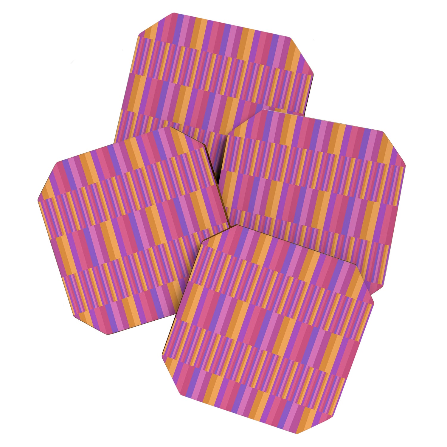 Mixed Stripes Pattern IV Colorful 90s Coaster Gallery Image 1