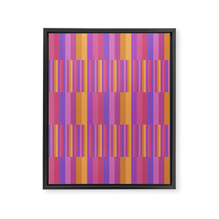Mixed Stripes Pattern IV Colorful 90s Framed Canvas Print Gallery Image 1