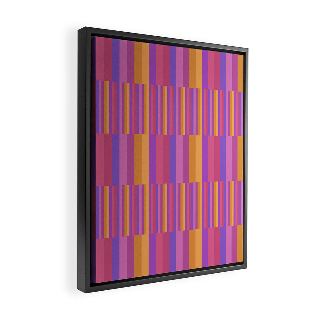 Mixed Stripes Pattern IV Colorful 90s Framed Canvas Print Gallery Image 2