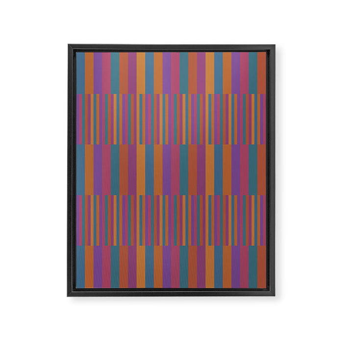 Mixed Stripes Pattern IX Retro Rainbow Framed Canvas Print Gallery Image 1