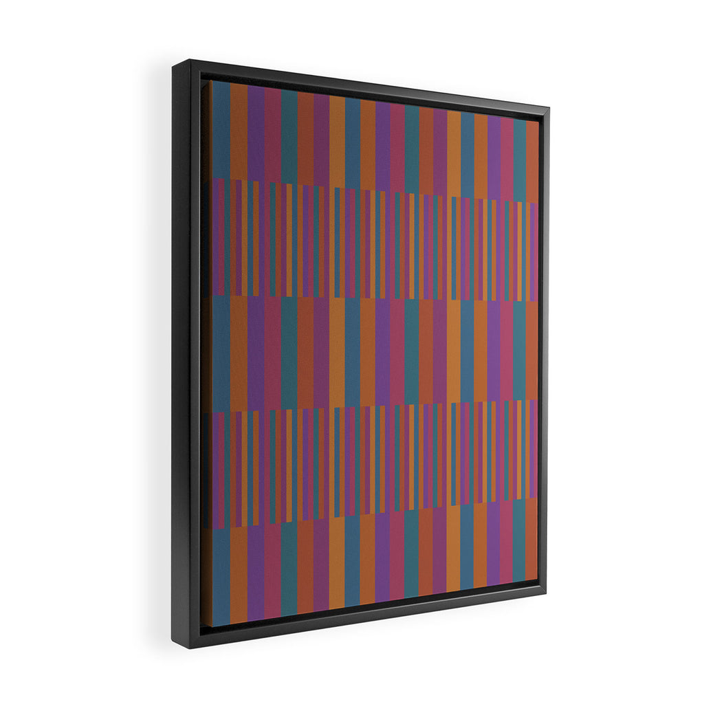 Mixed Stripes Pattern IX Retro Rainbow Framed Canvas Print Gallery Image 2