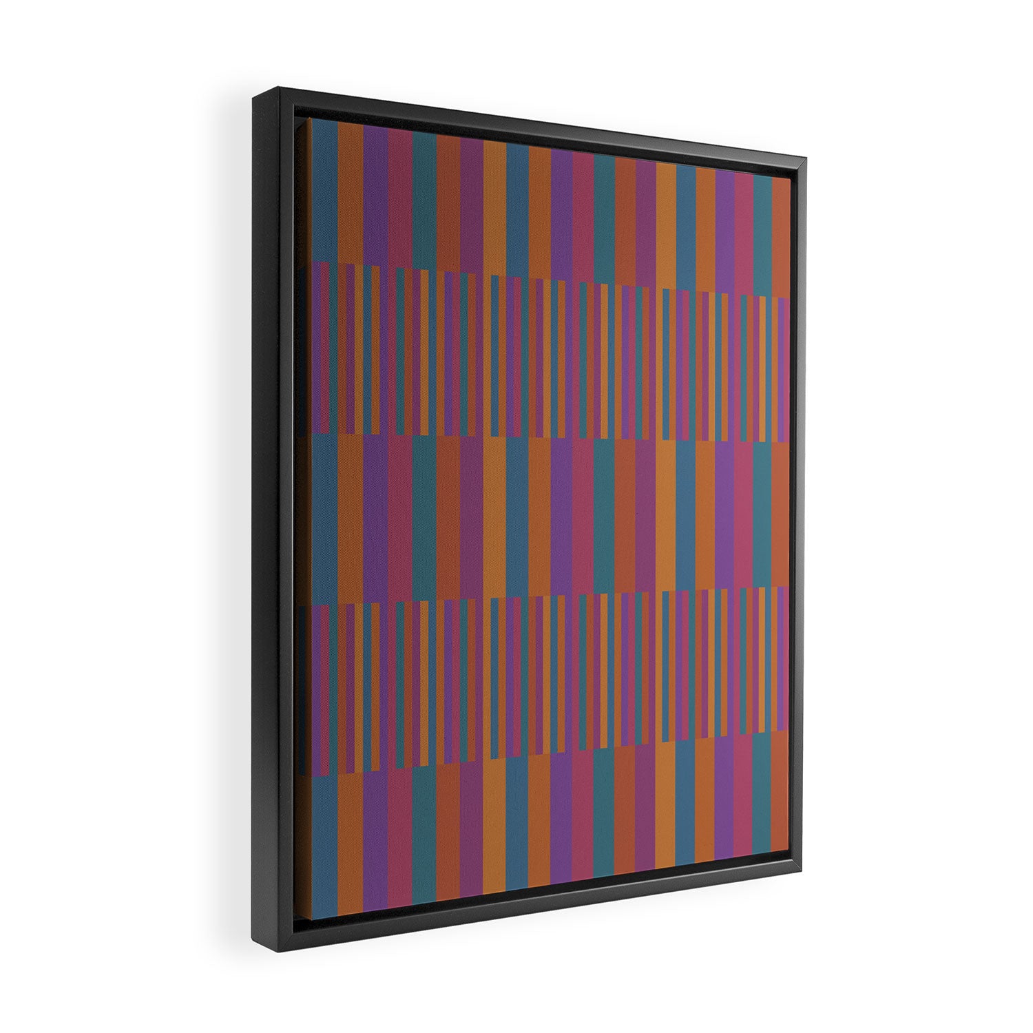Mixed Stripes Pattern IX Retro Rainbow Framed Canvas Print Gallery Image 2
