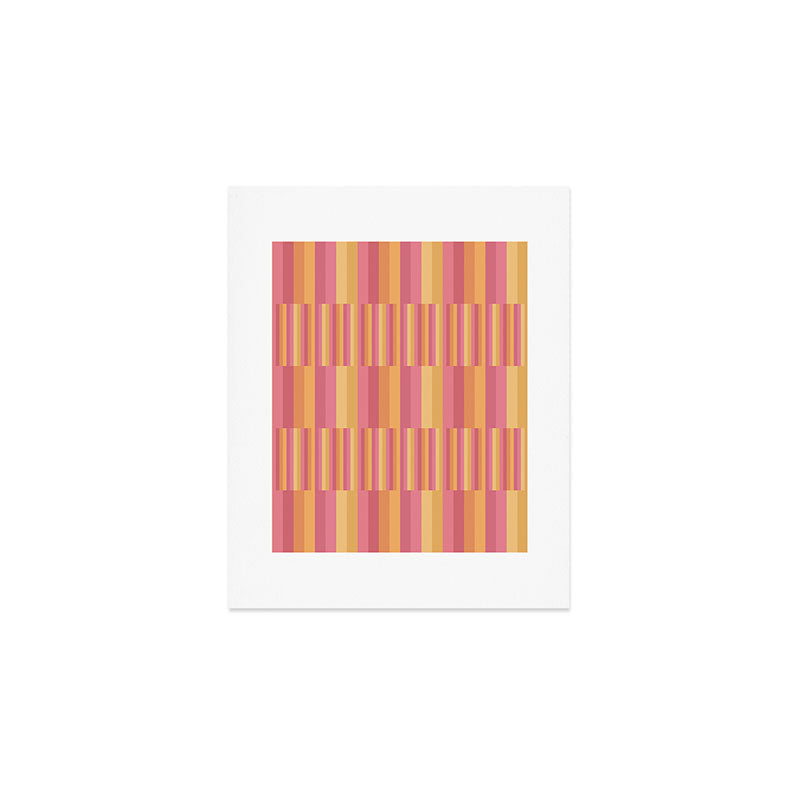 Mixed Stripes Pattern V Pink Yellow Orange Art Print Gallery Image 1