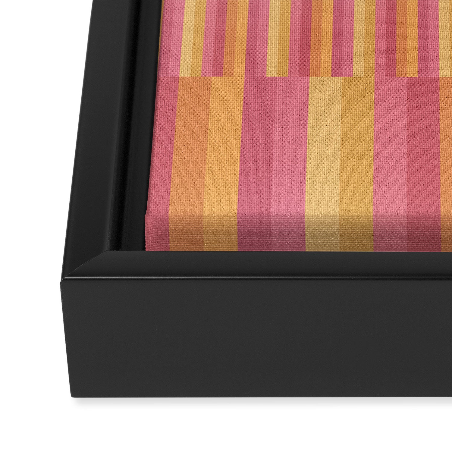 Mixed Stripes Pattern V Pink Yellow Orange Framed Canvas Print Gallery Image 3