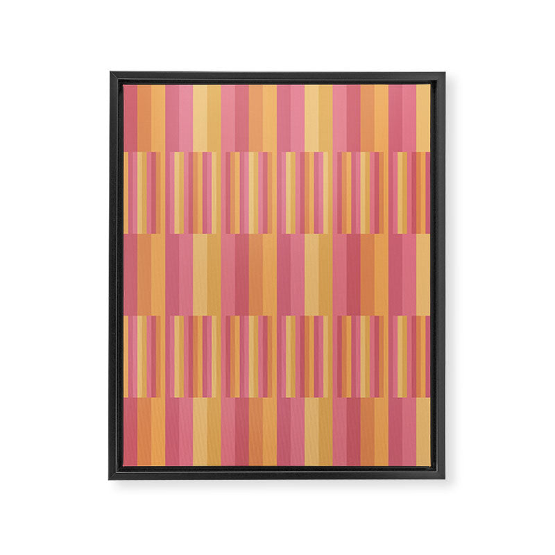 Mixed Stripes Pattern V Pink Yellow Orange Framed Canvas Print Gallery Image 8