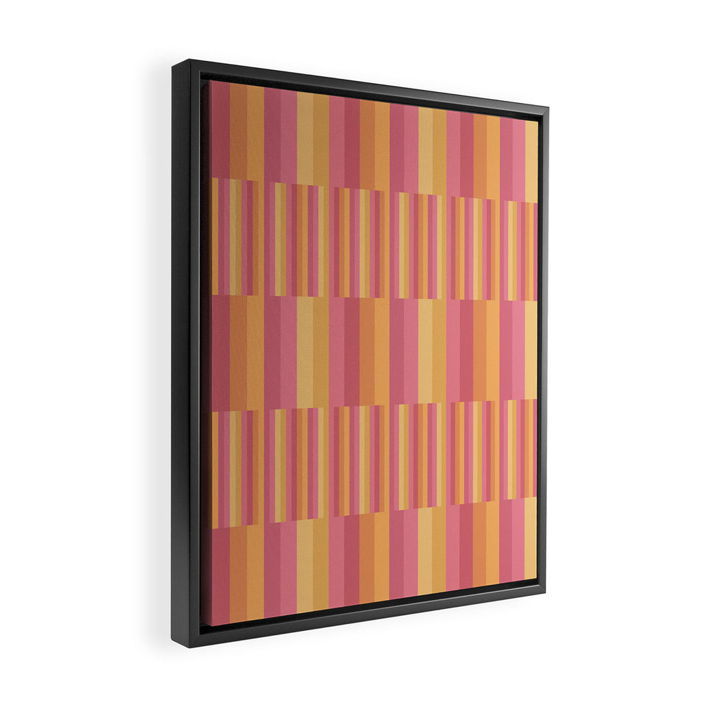 Mixed Stripes Pattern V Pink Yellow Orange Framed Canvas Print Gallery Image 2