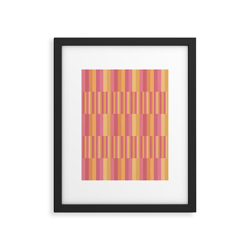 Mixed Stripes Pattern V Pink Yellow Orange Framed Art Print Gallery Image 6