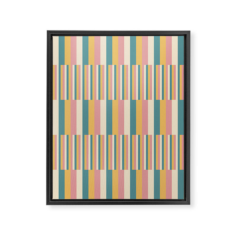 Mixed Stripes Pattern X Retro Summer Framed Canvas Print Gallery Image 8