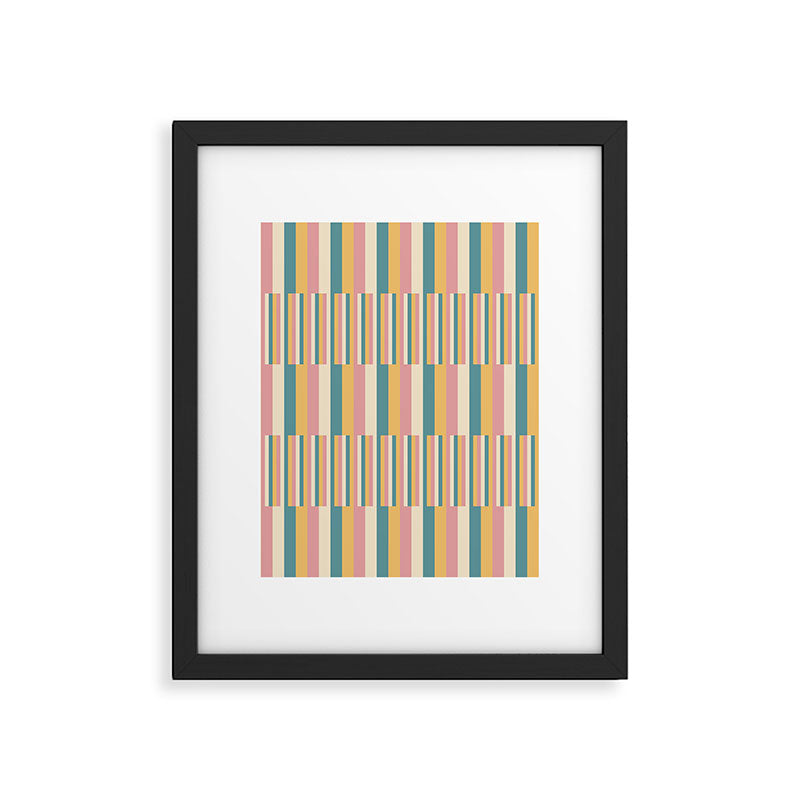 Mixed Stripes Pattern X Retro Summer Framed Art Print Gallery Image 6