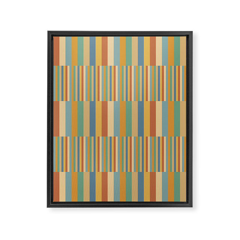 Mixed Stripes Pattern XV Vintage Summer Framed Canvas Print Gallery Image 8