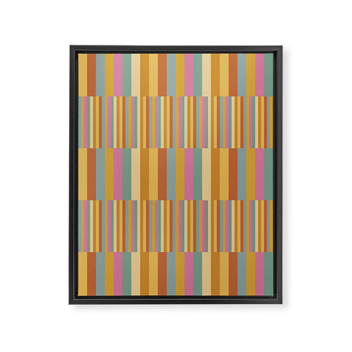 Mixed Stripes Pattern XVIII Retro Rainbow Framed Canvas Print Gallery Image 1