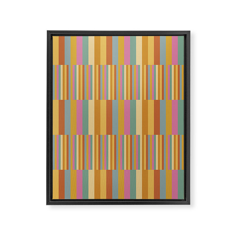 Mixed Stripes Pattern XVIII Retro Rainbow Framed Canvas Print Gallery Image 8