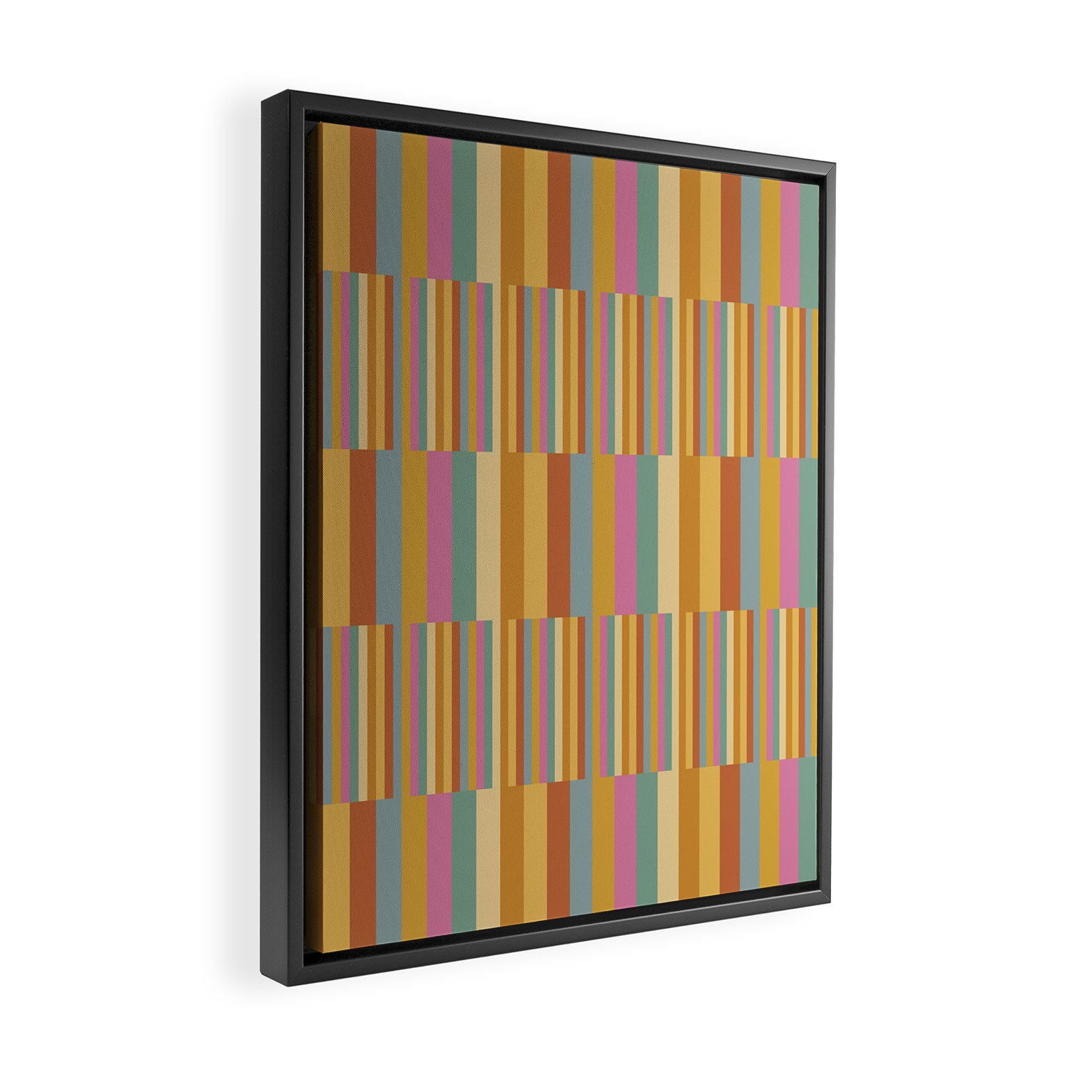 Mixed Stripes Pattern XVIII Retro Rainbow Framed Canvas Print Gallery Image 2
