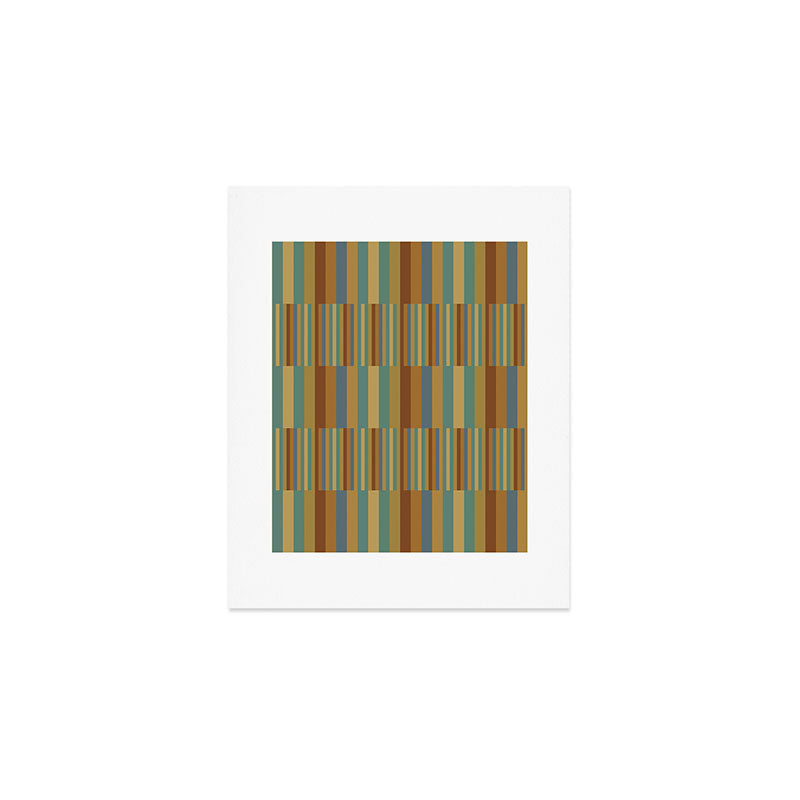 Mixed Stripes Pattern XX Retro Earthy Art Print Gallery Image 1