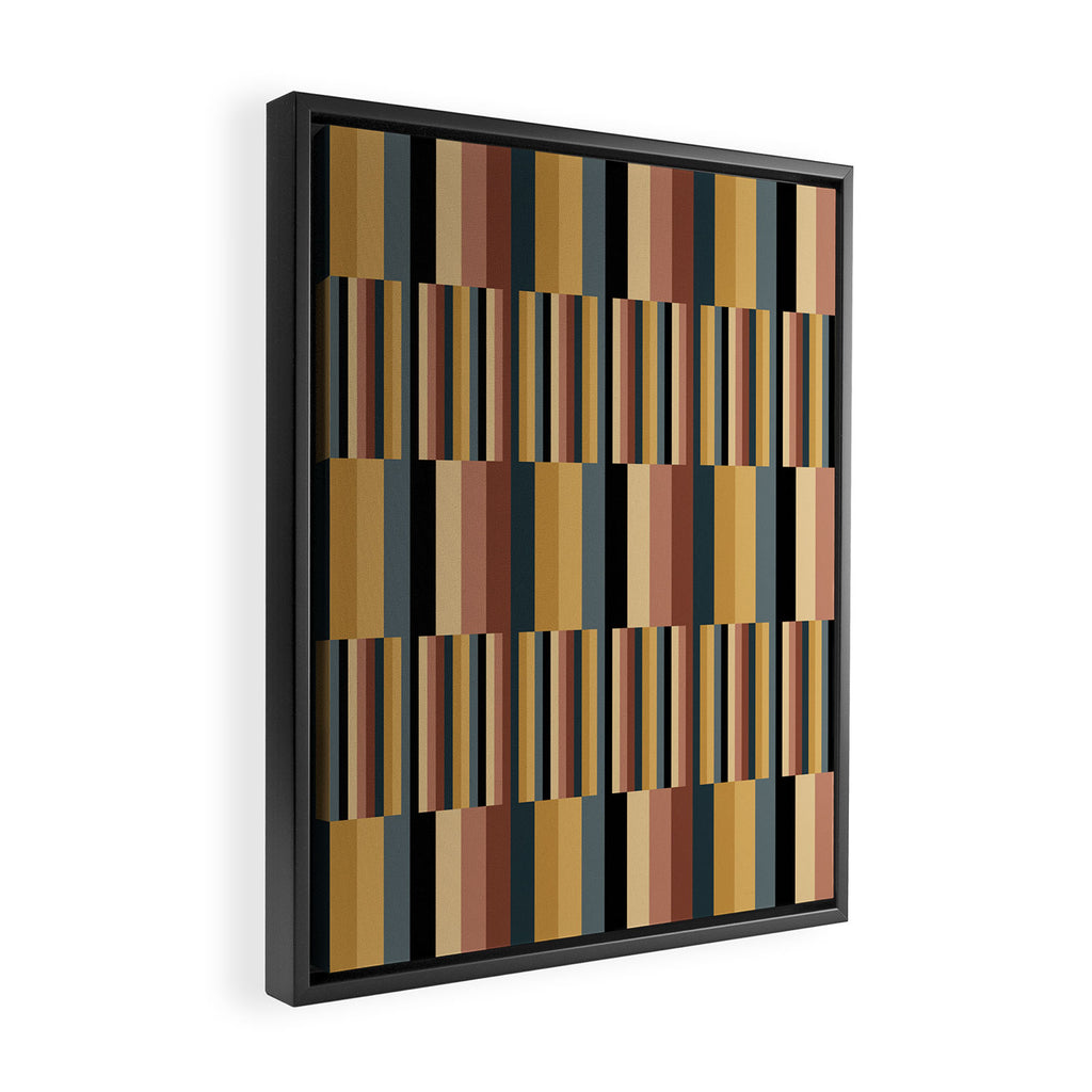 Mixed Stripes Pattern XXIV Bold Retro Framed Canvas Print Gallery Image 2