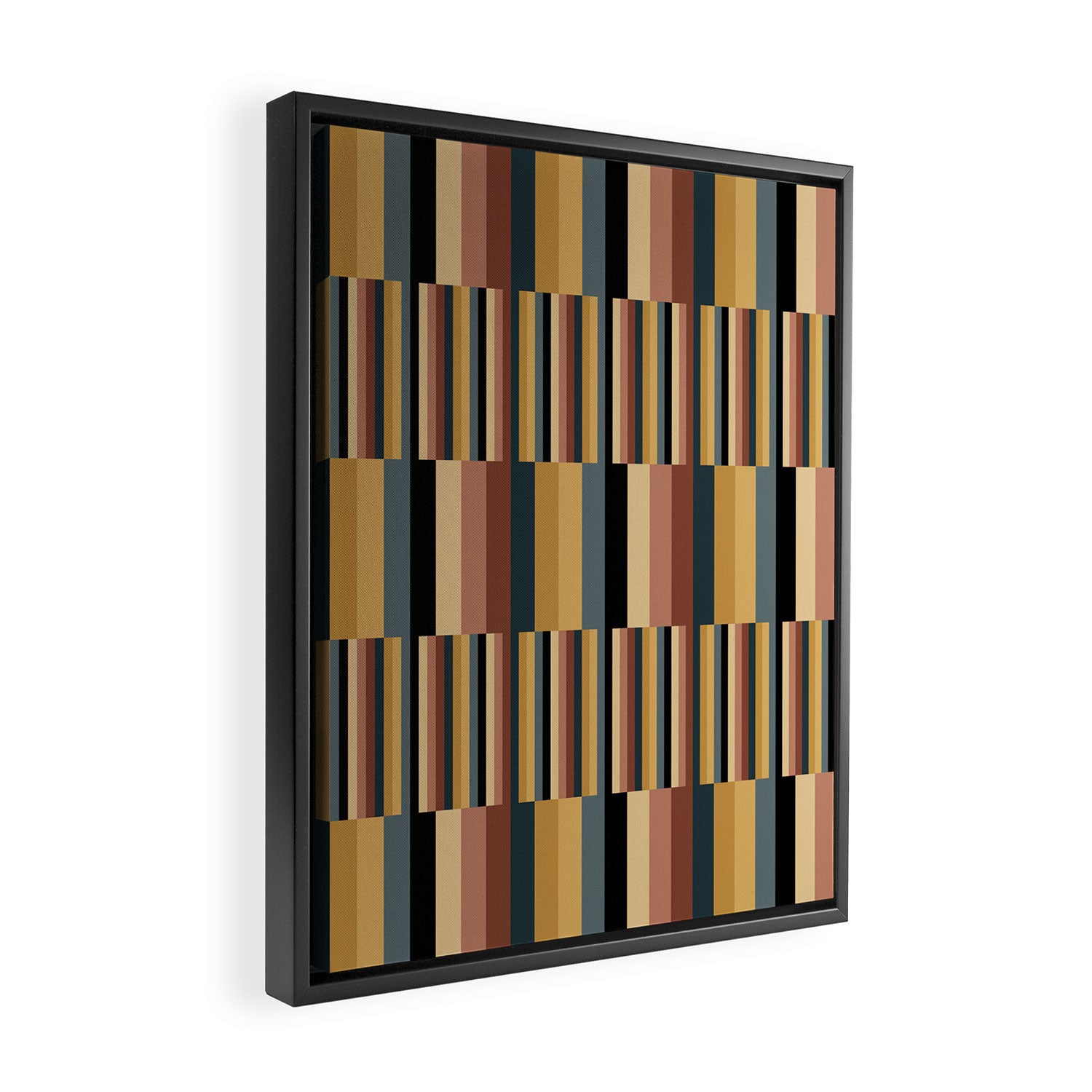 Mixed Stripes Pattern XXIV Bold Retro Framed Canvas Print Gallery Image 2