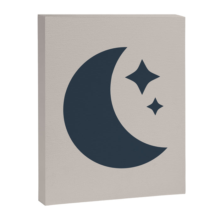 Moon & Stars - Dark Blue Canvas Print Gallery Image 1