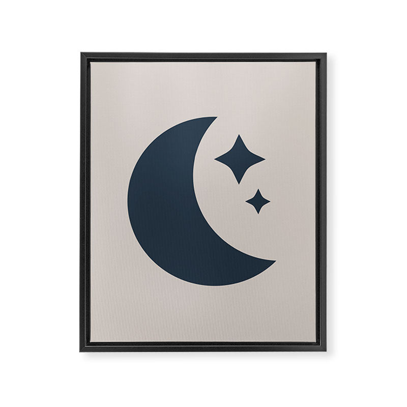 Moon & Stars - Dark Blue Framed Canvas Print Gallery Image 8