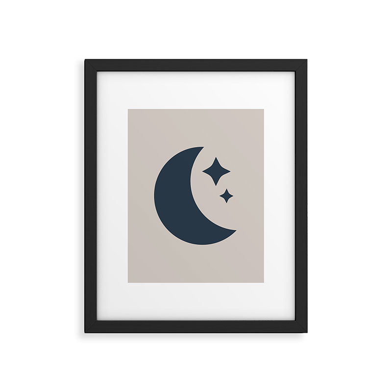 Moon & Stars - Dark Blue Framed Art Print Gallery Image 4