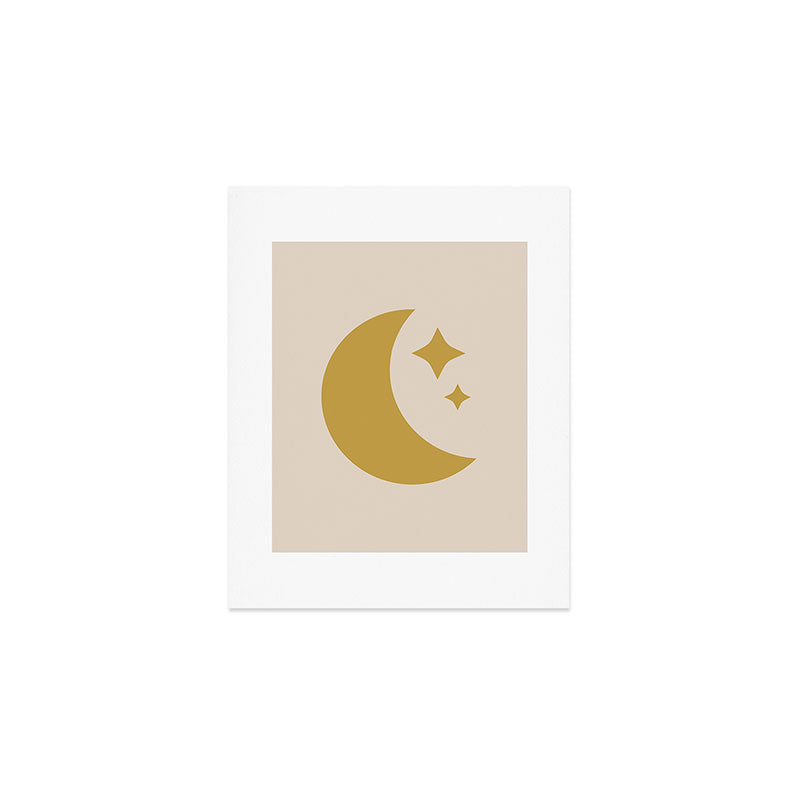 Moon & Stars - Gold Art Print Gallery Image 1