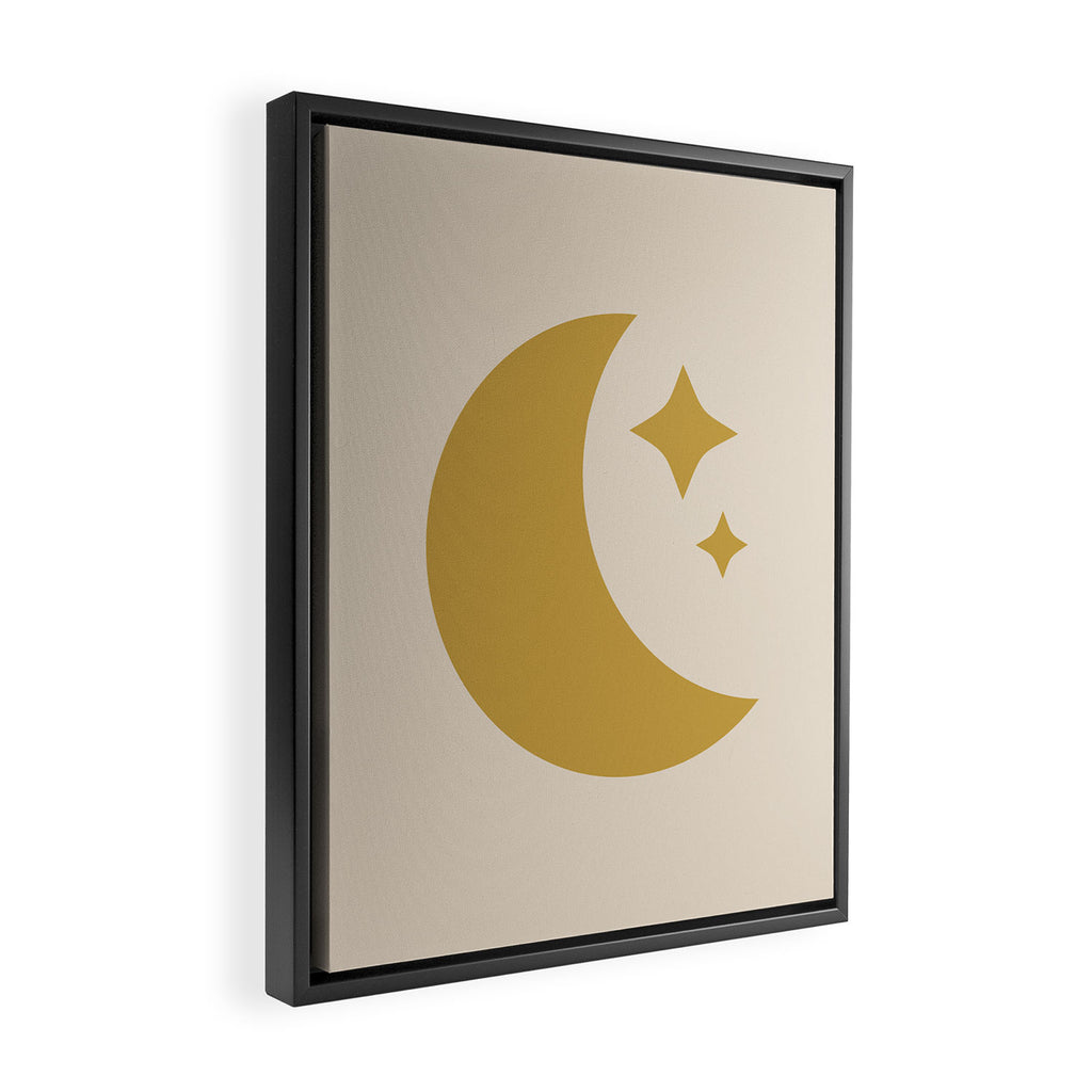 Moon & Stars - Gold Framed Canvas Print Gallery Image 2
