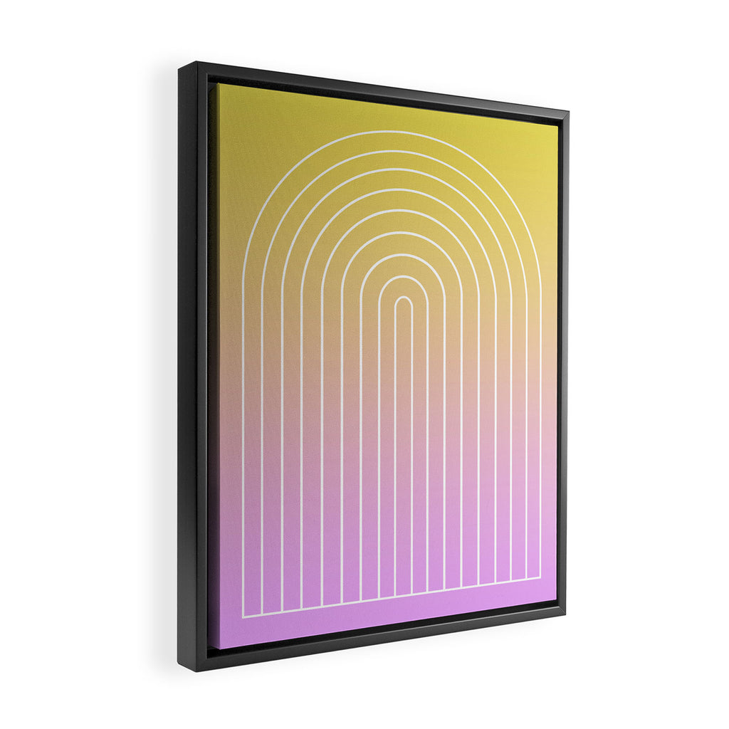 Ombre Arch IV Pink Yellow Sunrise Gradient Modern Geometric Lines Framed Canvas Print Gallery Image 2