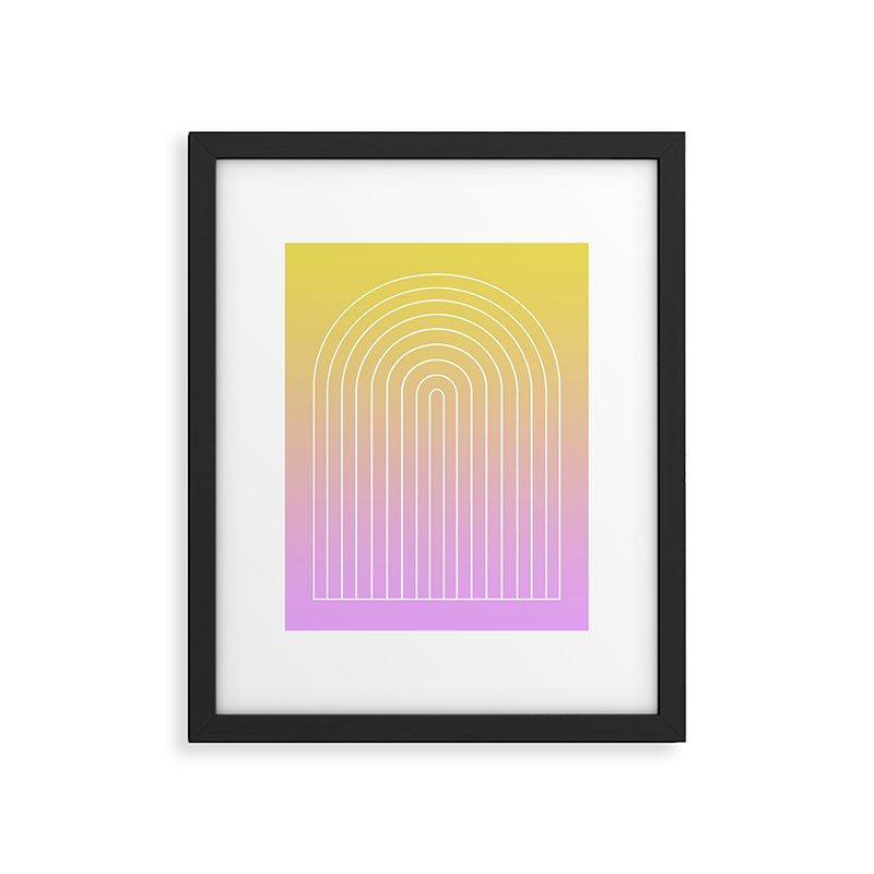 Ombre Arch IV Pink Yellow Sunrise Gradient Modern Geometric Lines Framed Art Print Gallery Image 5