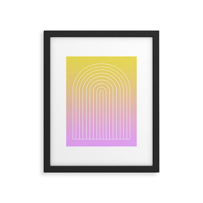 Ombre Arch IV Pink Yellow Sunrise Gradient Modern Geometric Lines Framed Art Print Gallery Image 1