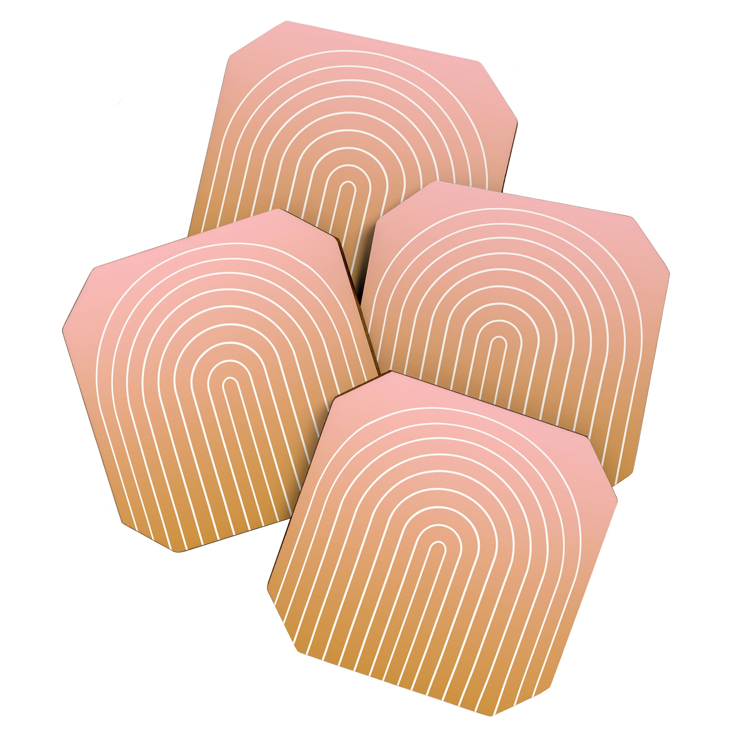 Ombre Arch XIII Pastel Sunset Gradient Modern Geometric Lines Coaster Gallery Image 1