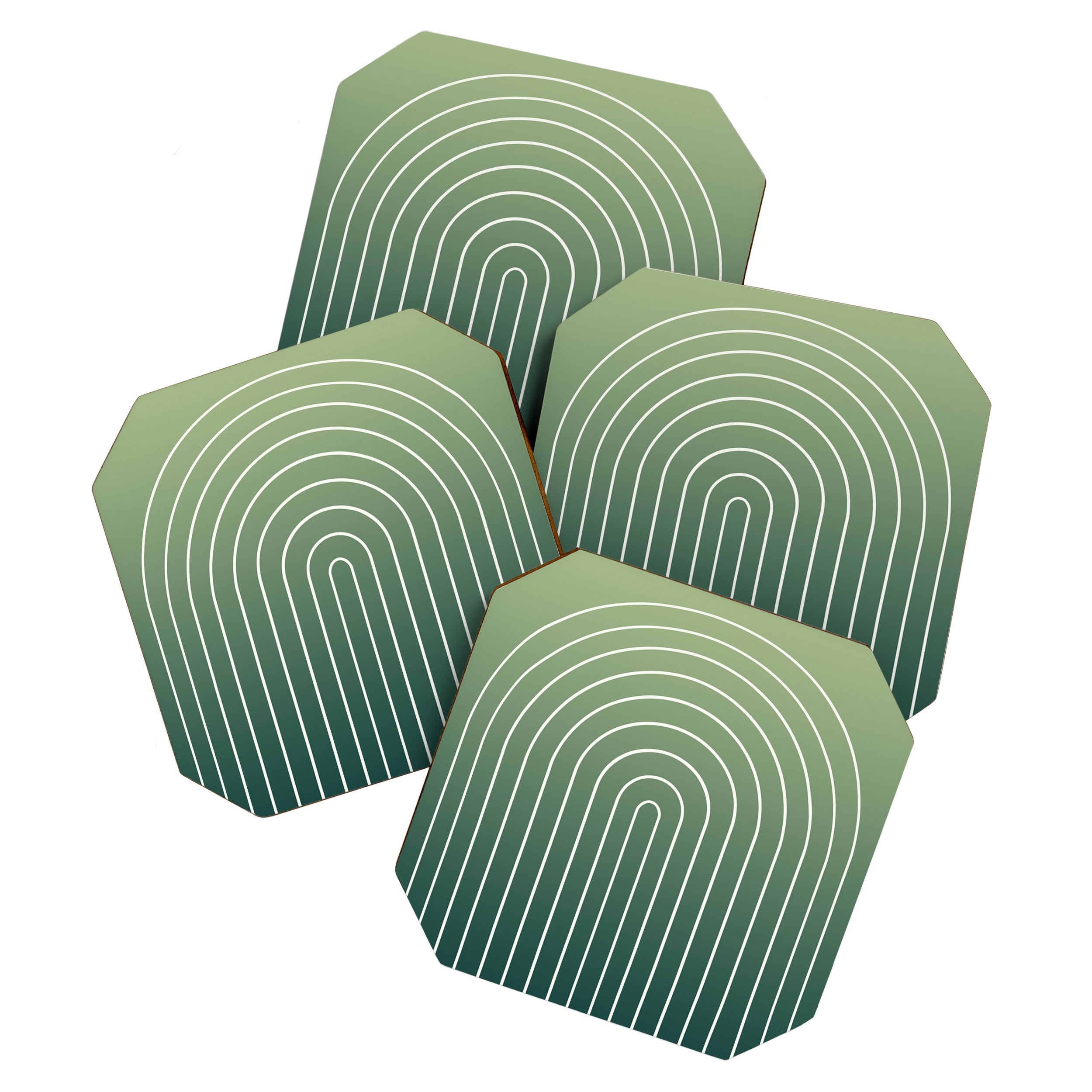 Ombre Arch XIV Green Gradient Modern Geometric Lines Coaster Gallery Image 1
