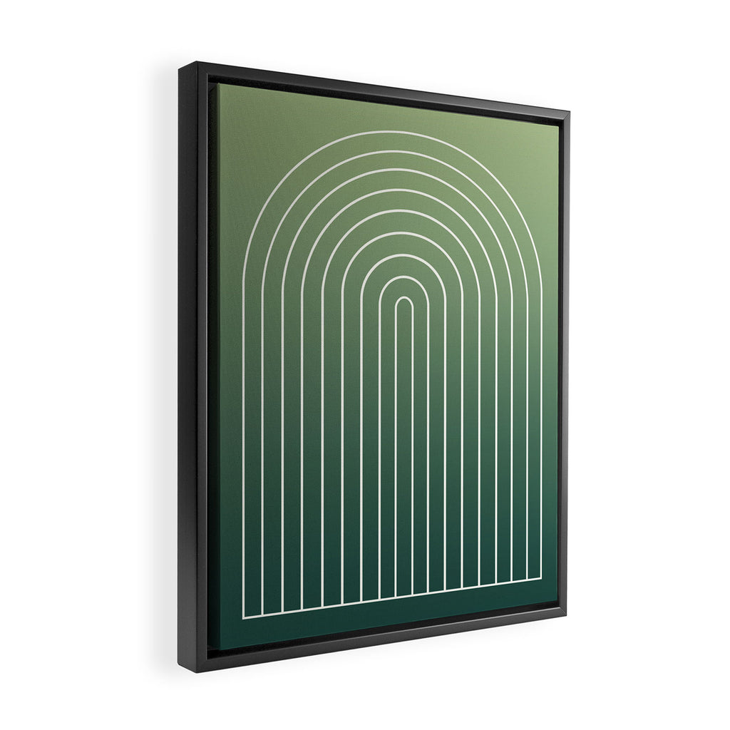 Ombre Arch XIV Green Gradient Modern Geometric Lines Framed Canvas Print Gallery Image 2