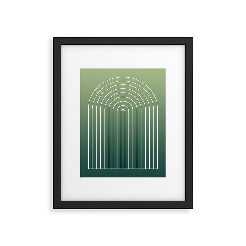 Ombre Arch XIV Green Gradient Modern Geometric Lines Framed Art Print Gallery Image 5