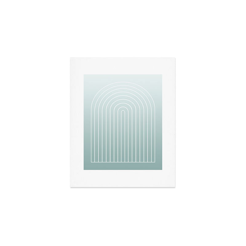 Ombre Arch XVII Natural Teal Gradient Modern Geometric Lines Art Print Gallery Image 1