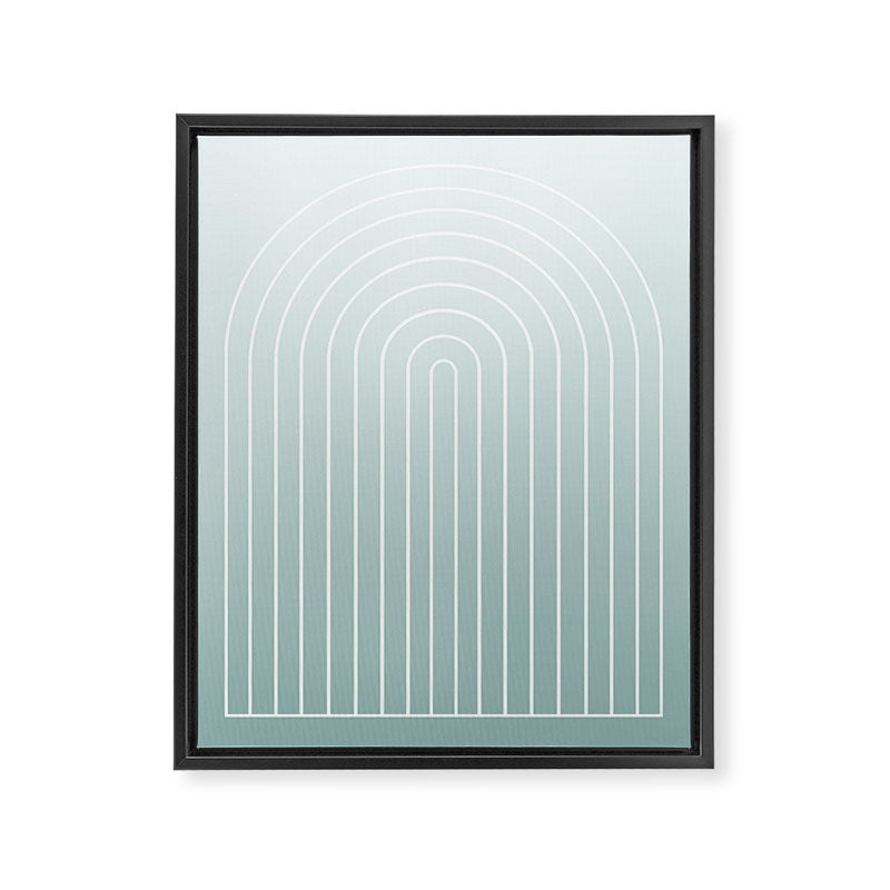Ombre Arch XVII Natural Teal Gradient Modern Geometric Lines Framed Canvas Print Gallery Image 6