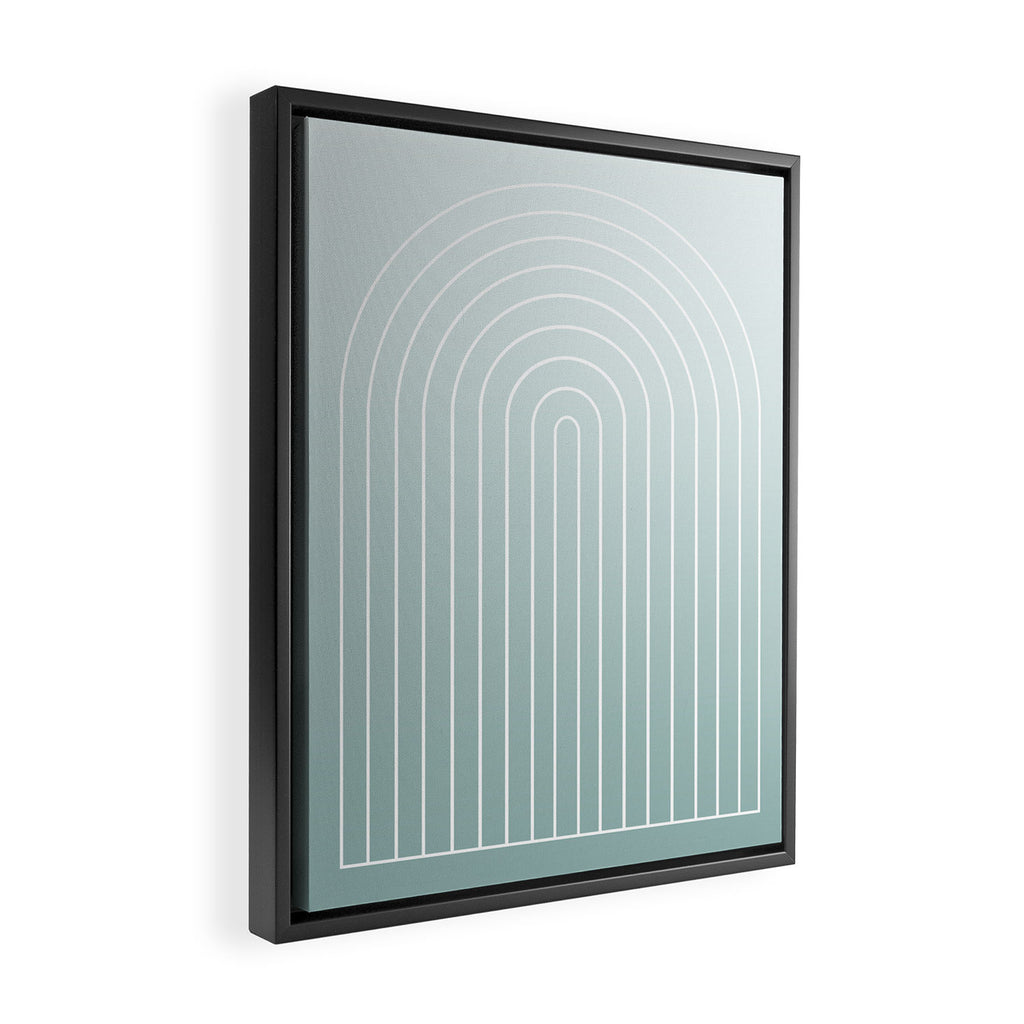 Ombre Arch XVII Natural Teal Gradient Modern Geometric Lines Framed Canvas Print Gallery Image 2