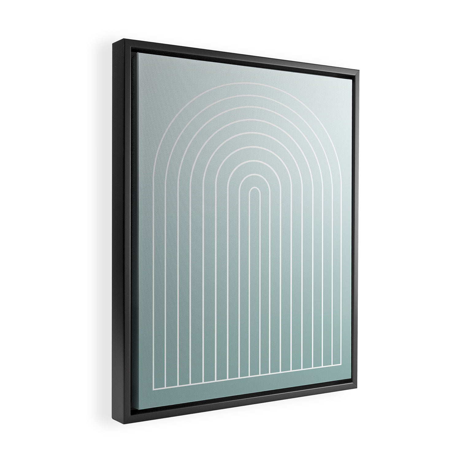 Ombre Arch XVII Natural Teal Gradient Modern Geometric Lines Framed Canvas Print Gallery Image 2