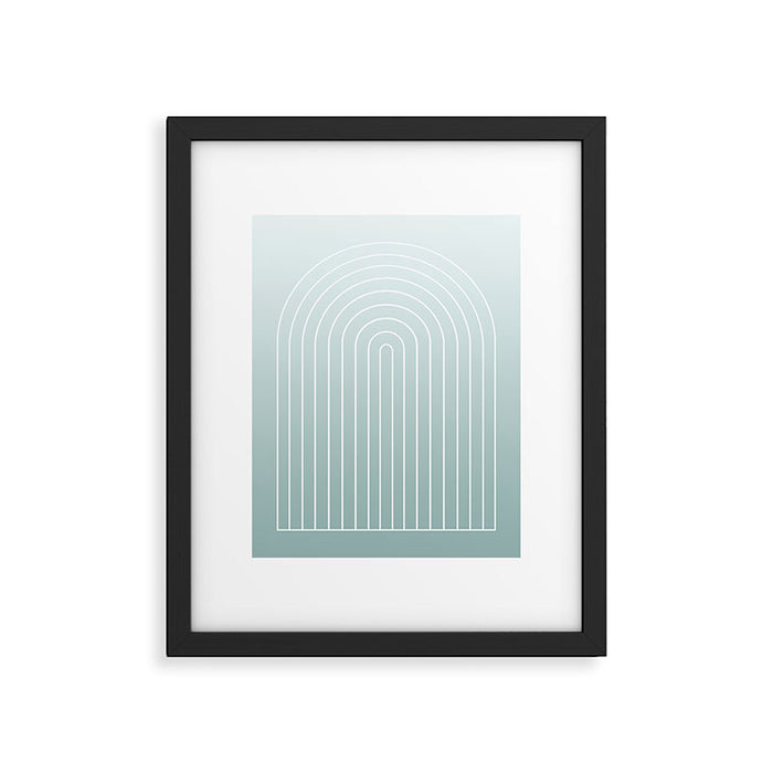 Ombre Arch XVII Natural Teal Gradient Modern Geometric Lines Framed Art Print Gallery Image 1