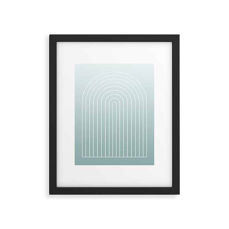 Ombre Arch XVII Natural Teal Gradient Modern Geometric Lines Framed Art Print Gallery Image 5