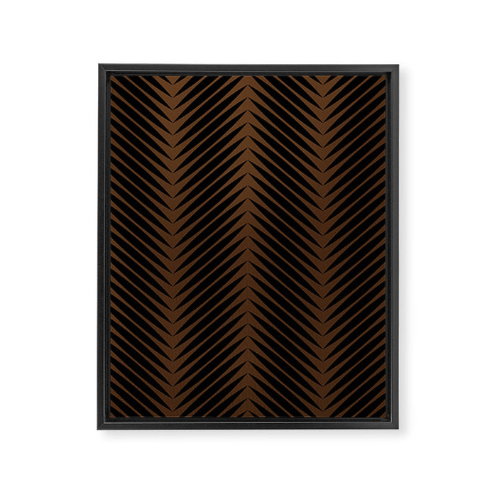 Palm Leaf Pattern - Dark Earthy Framed Canvas Print Gallery Image 1