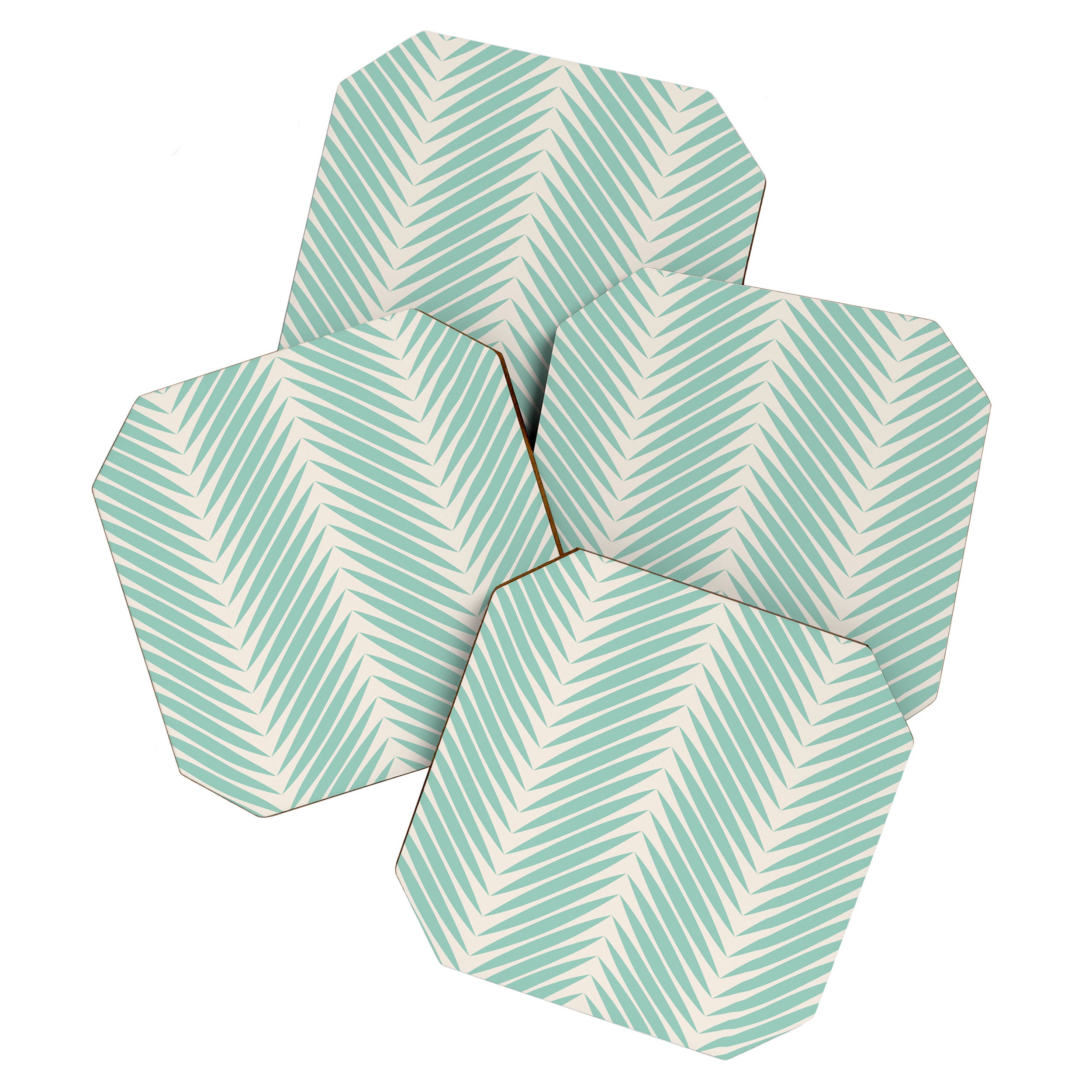 Palm Leaf Pattern - Turquoise Coaster Gallery Image 1