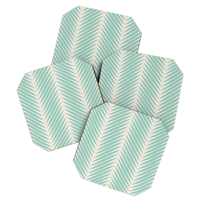 Palm Leaf Pattern - Turquoise Coaster Gallery Image 1