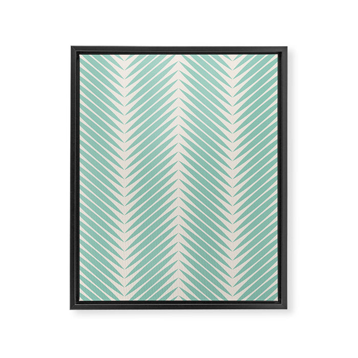 Palm Leaf Pattern - Turquoise Framed Canvas Print Gallery Image 1