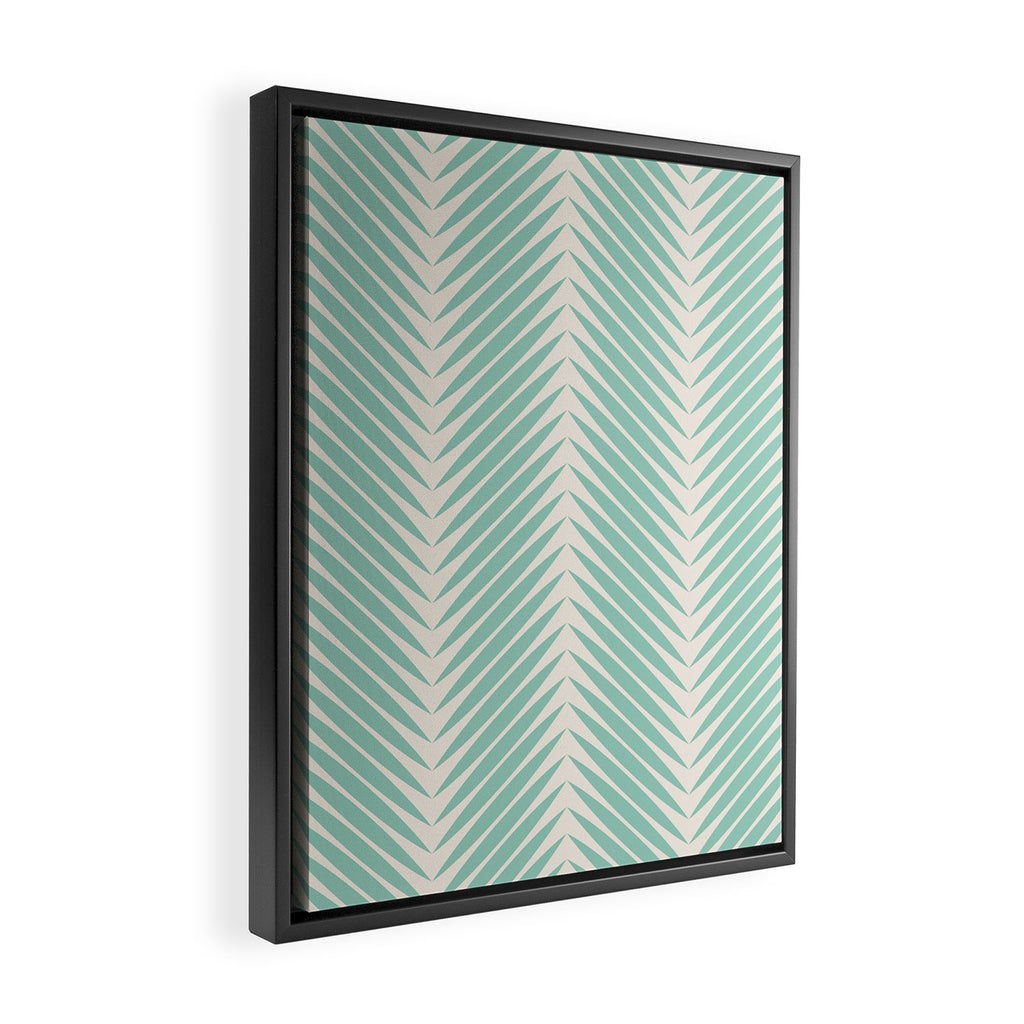 Palm Leaf Pattern - Turquoise Framed Canvas Print Gallery Image 2