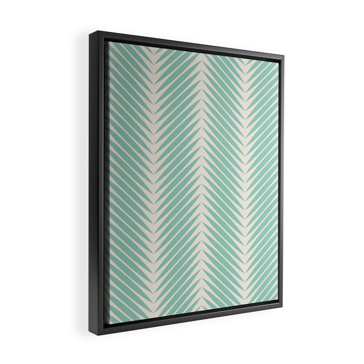 Palm Leaf Pattern - Turquoise Framed Canvas Print Gallery Image 2