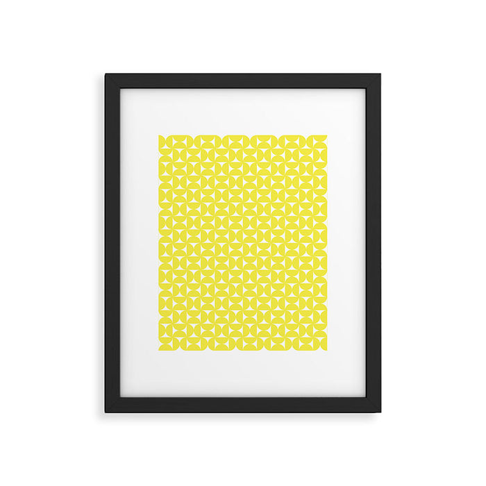 Patterned Geometric Shapes CLV Bright Yellow Framed Art Print Gallery Image 1