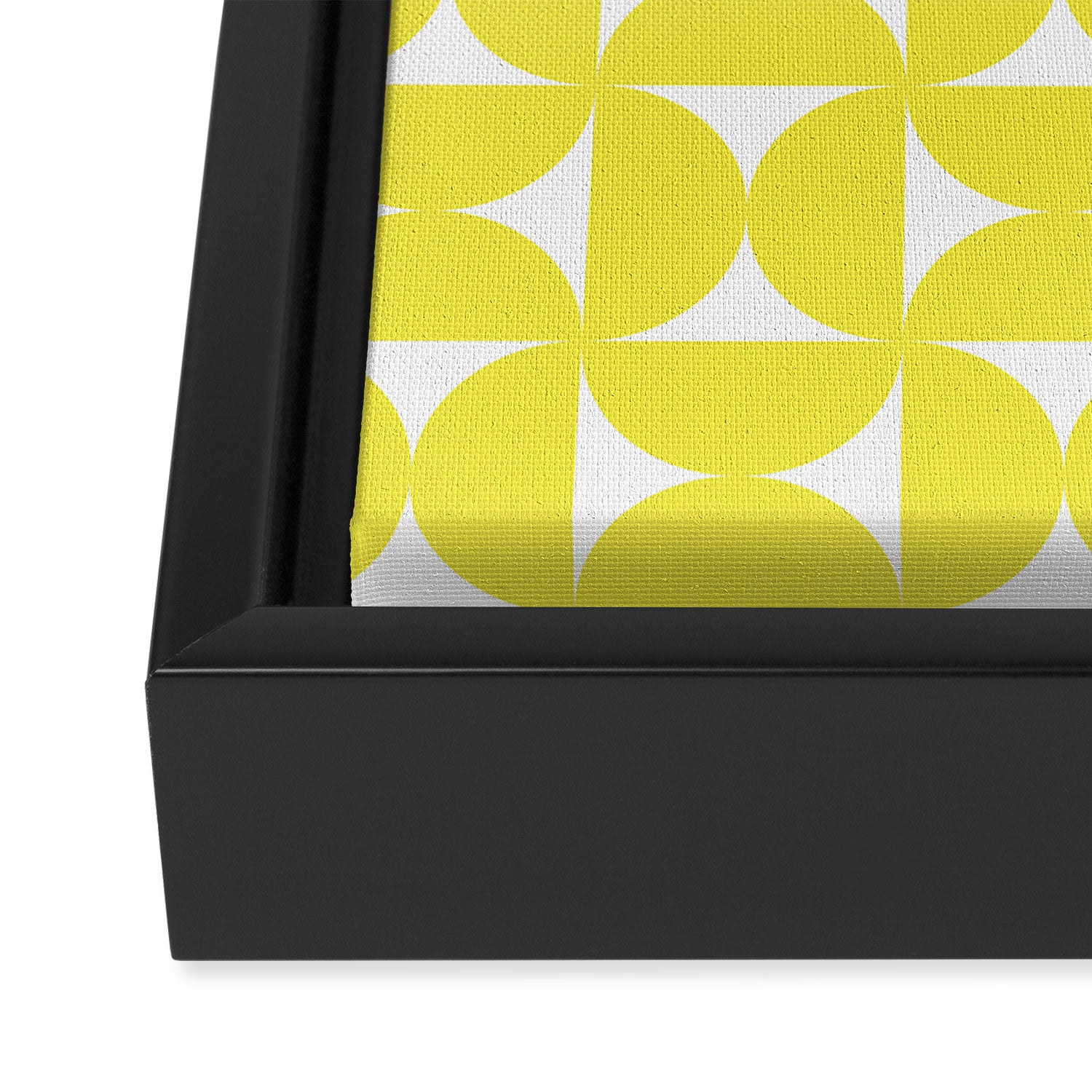 Patterned Geometric Shapes CLVI Bright Yellow Framed Canvas Print Gallery Image 3