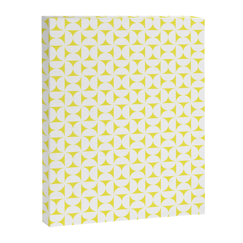 Patterned Geometric Shapes CLVII White and Bright Yellow Canvas Print Gallery Image 8