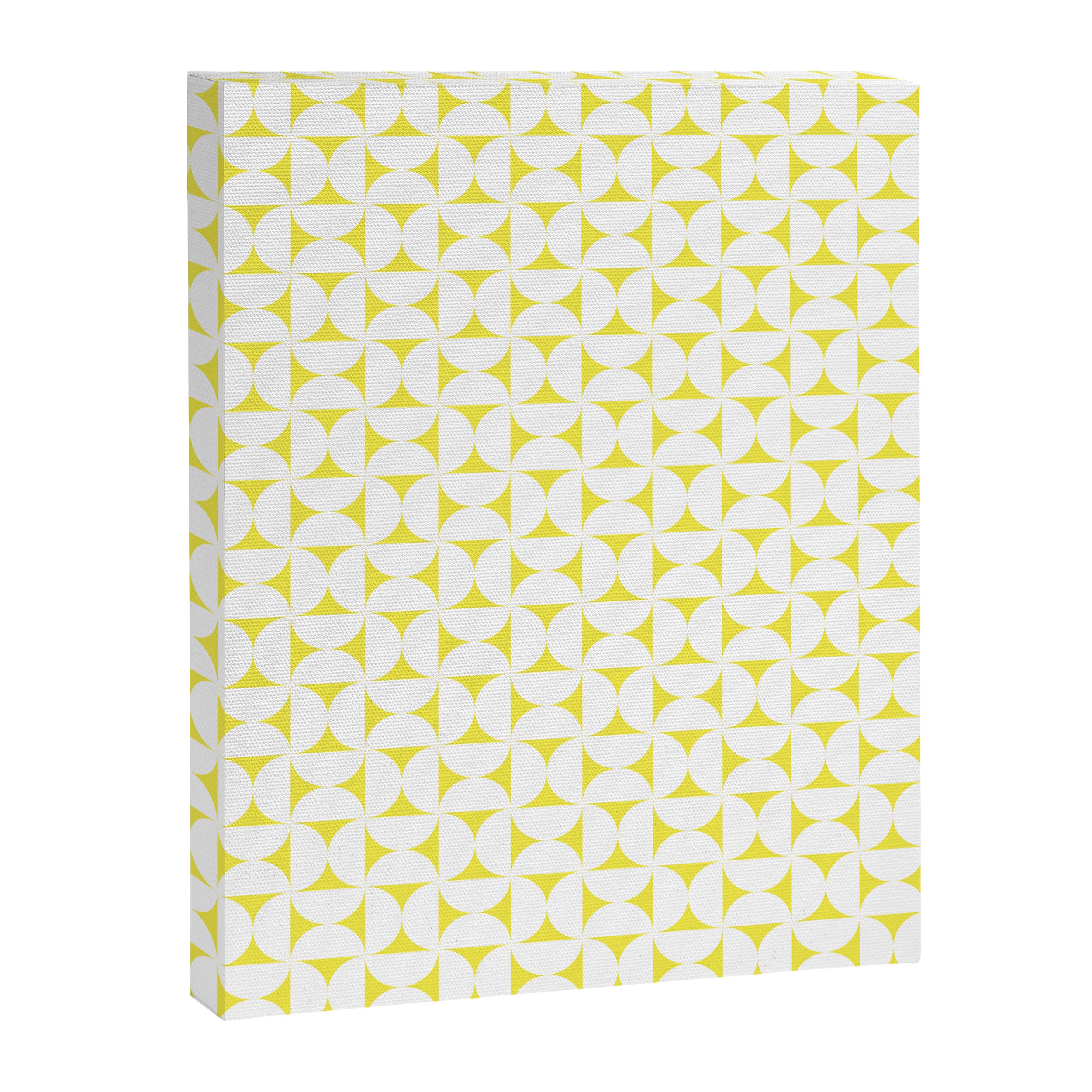 Patterned Geometric Shapes CLVII White and Bright Yellow Canvas Print Gallery Image 8