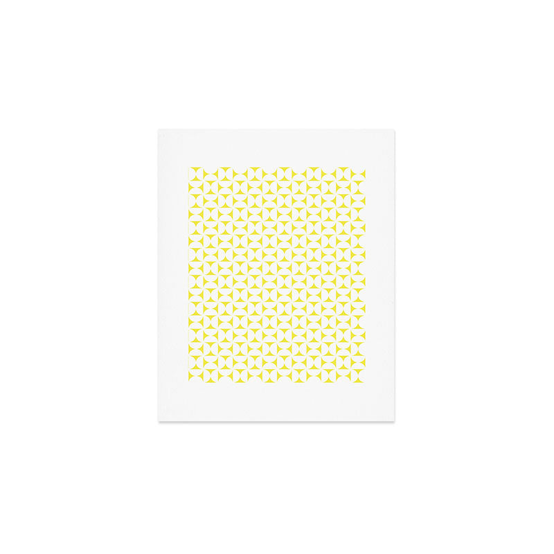 Patterned Geometric Shapes CLVII White and Bright Yellow Art Print Gallery Image 1
