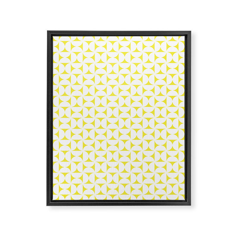 Patterned Geometric Shapes CLVII White and Bright Yellow Framed Canvas Print Gallery Image 8